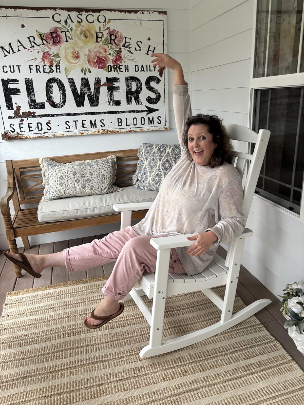 FOOWIN Outdoor Rocking Chair Set of 3, Oversized Rocking Chair Outdoor customer photo 1
