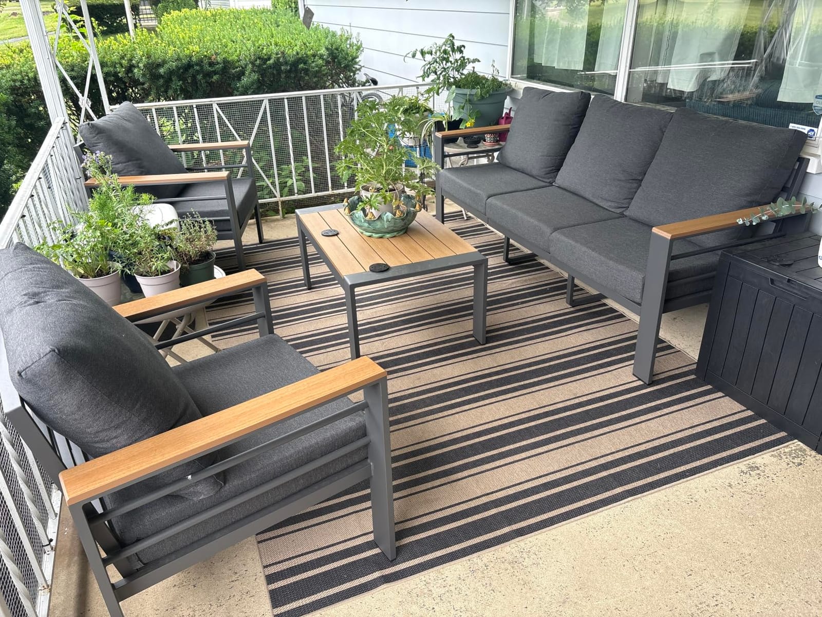 Aoxun Patio Furniture Set, Aluminum Outdoor Furniture with Oversized Seats | All Weather Outdoor Sectional with Washable 5