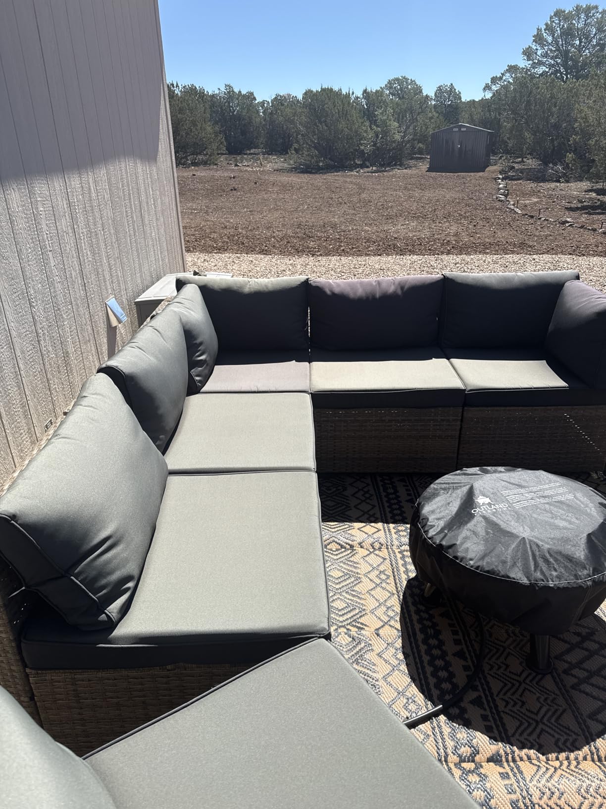 Aoxun Patio Furniture Sets, 12-Piece Outdoor Patio Furniture with 44'' Propane Gas Firepit Table, Wicker Outdoor Conversation Set Sectional Sofa for Backyard, Poolside, Garden customer photo 1