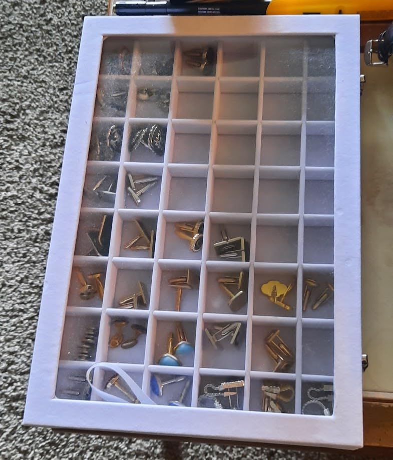 Frebeauty 48 Grid Earring Organizer,Velvet Jewelry Tray with Clear Lid customer photo 2