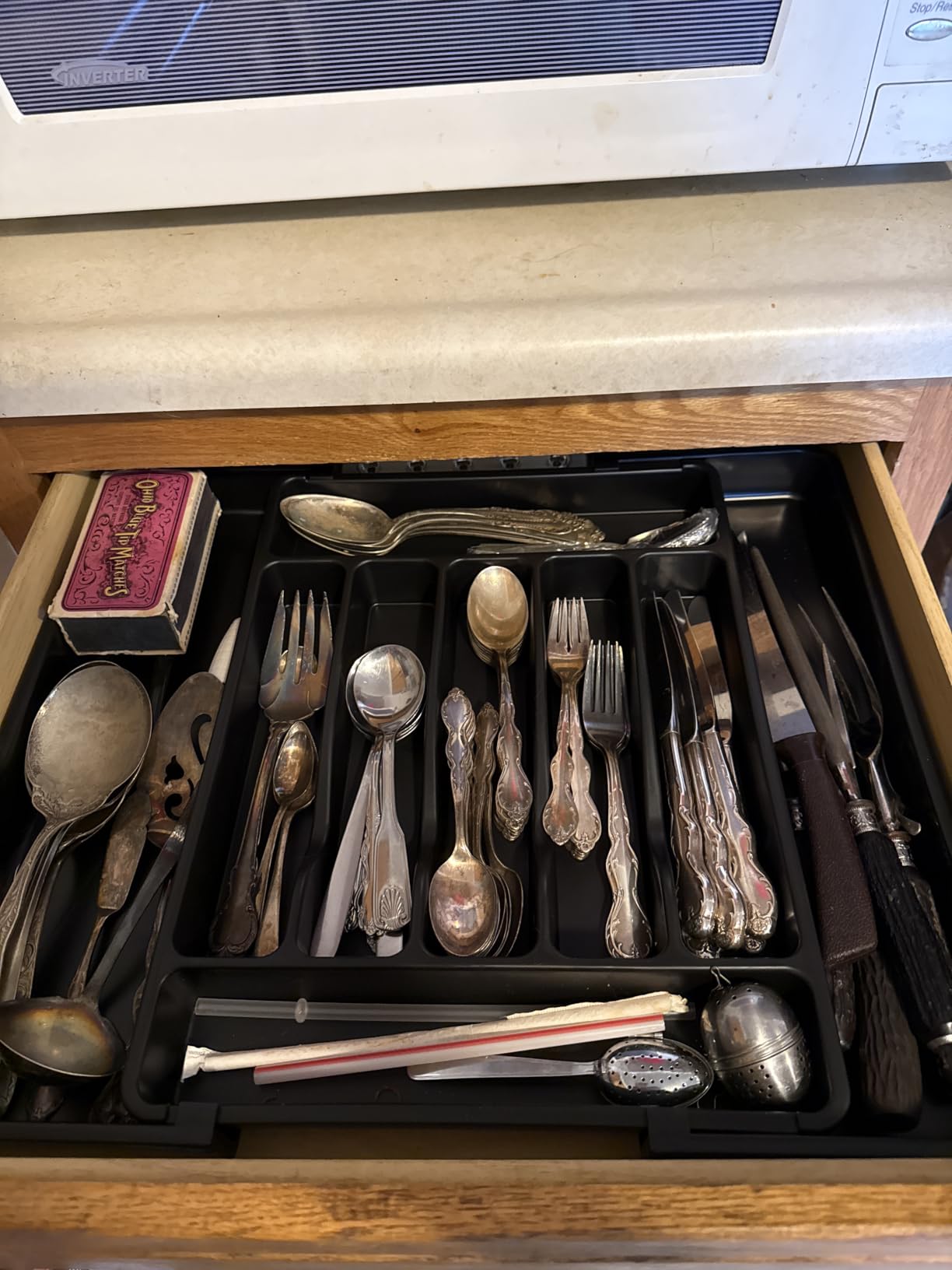 ukeetap Extra Large Expandable Silverware Organizer, Flatware Tray, Black customer photo 2