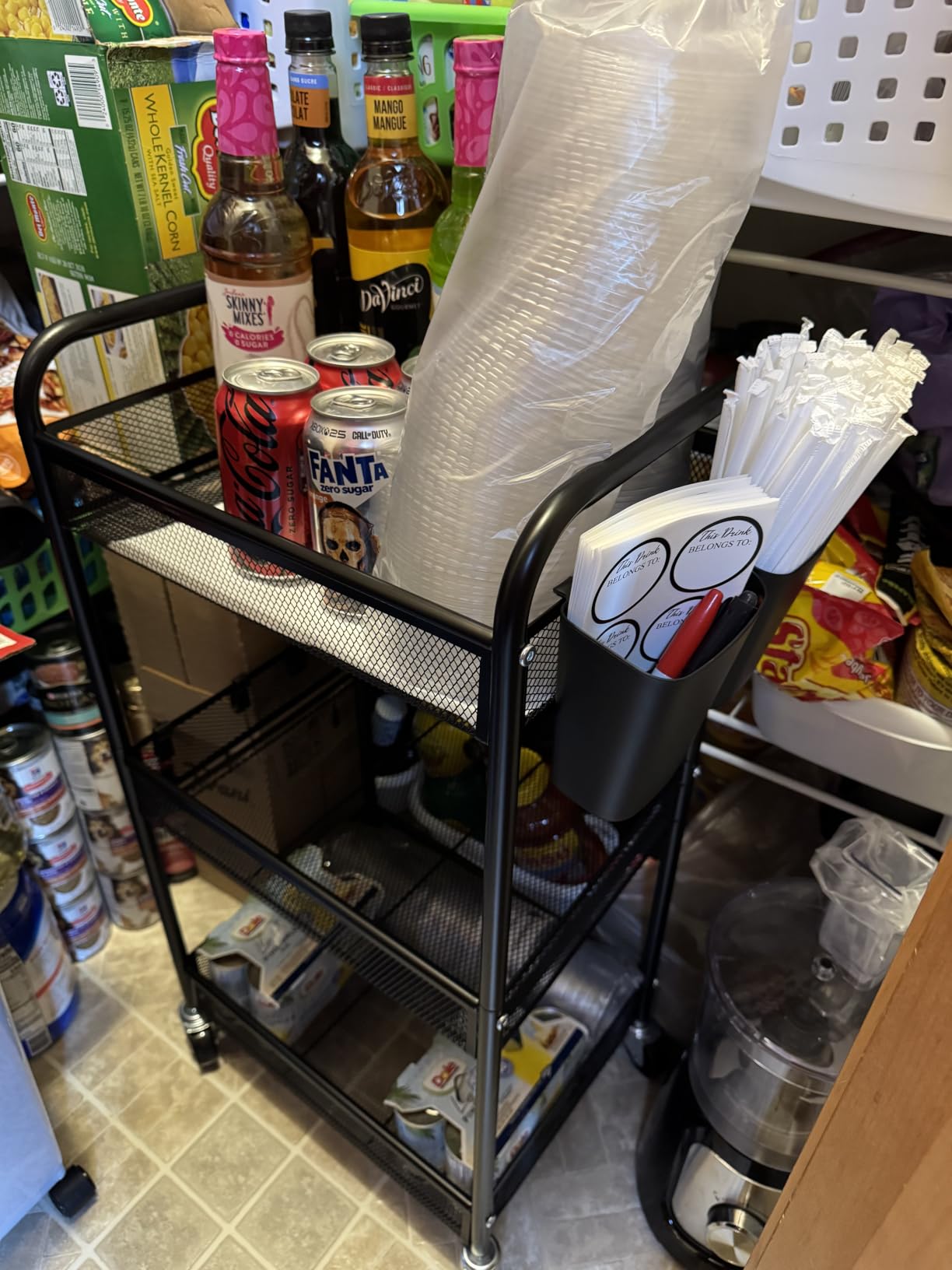 YASONIC 3 Tier Metal Rolling Cart, Black Utility Storage Cart with Wheels customer photo 1
