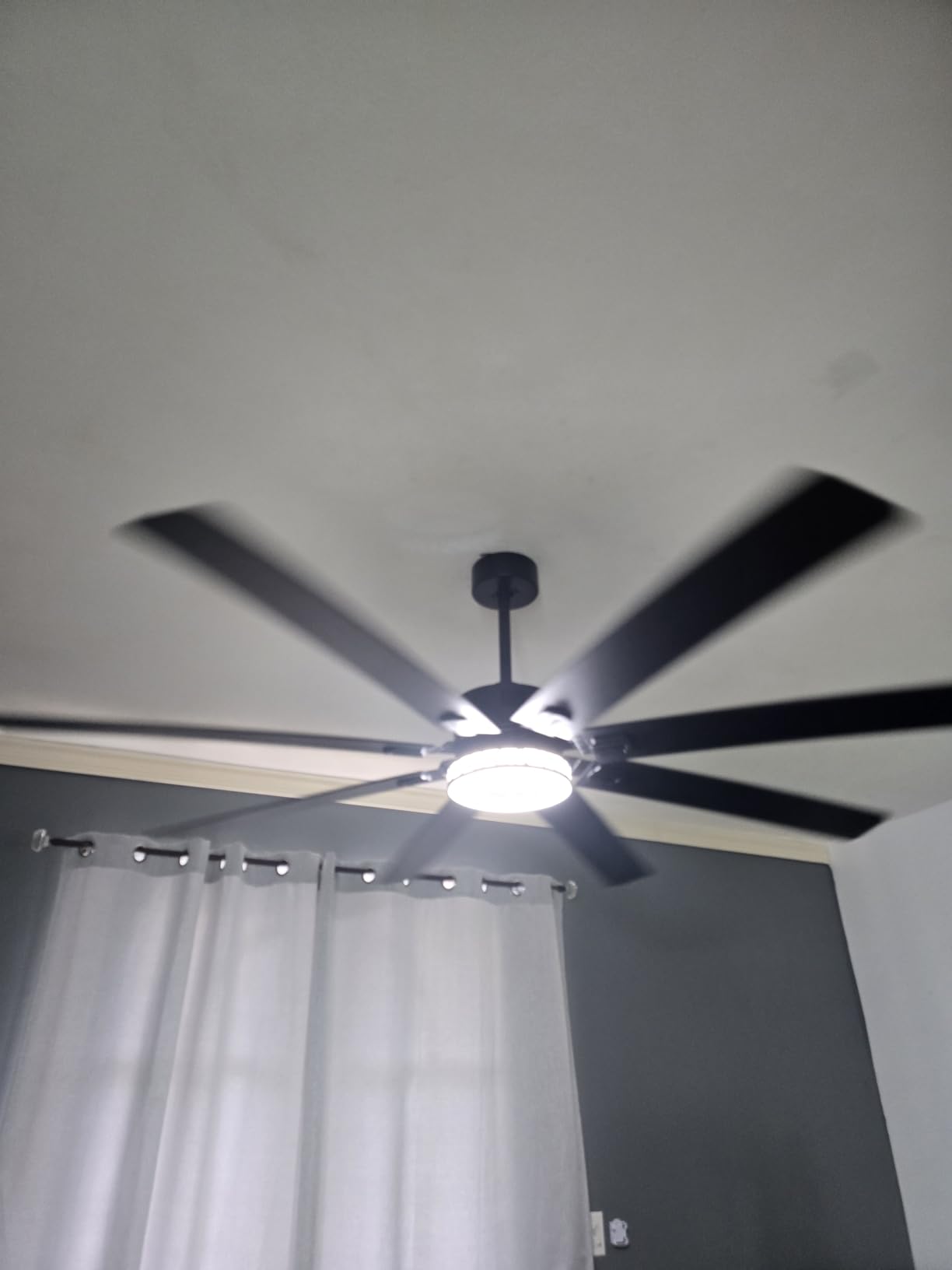 Large Ceiling Fans with Lights: Modern 72 Inch 8 Blade Outdoor Ceiling Fan with Remote APP Control - Dimmable Black Big Fan Light Indoor Reversible 6 Speed Quiet DC Motor customer photo 2