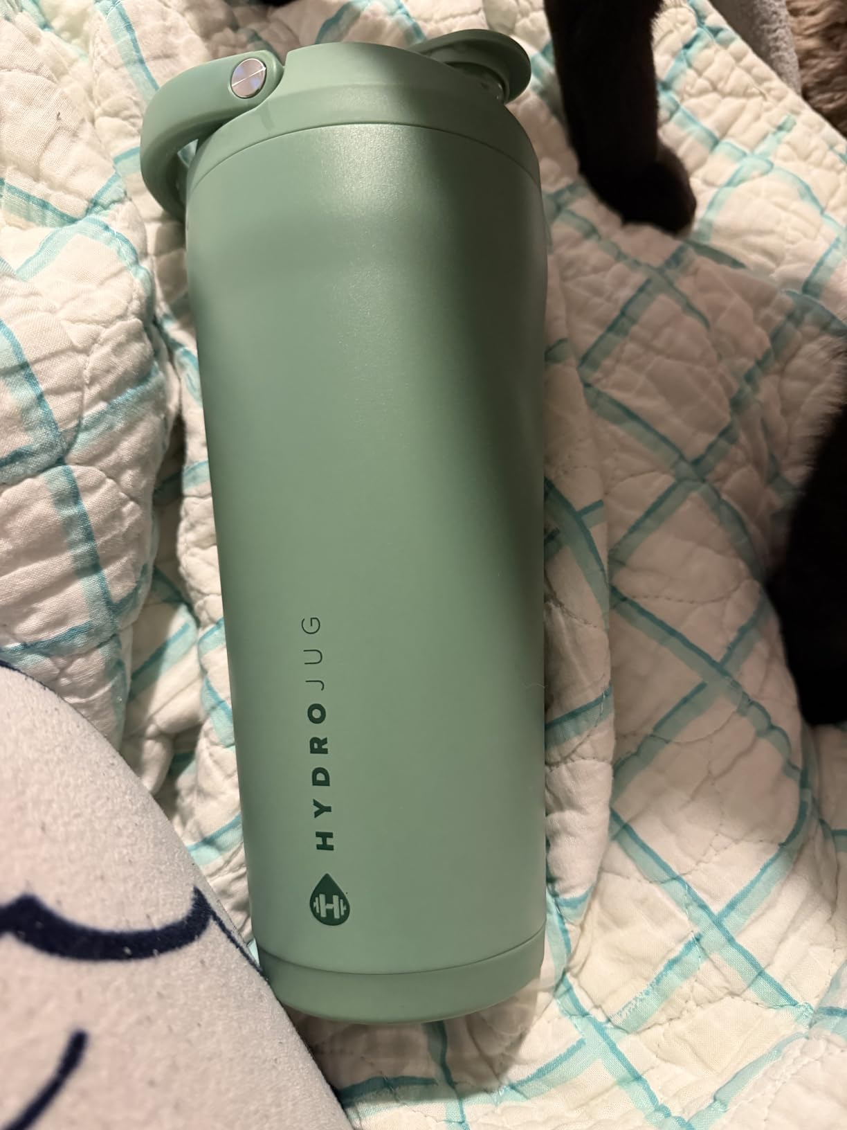 HydroJug Insulated Protein Shaker Bottle 24 oz, Silent Mixing, Black | Leak-resistant, triple wall insulated, flip-top cap, antimicrobial Tritan lid, bucket handle, cup holder fit, dishwasher safe customer photo 1