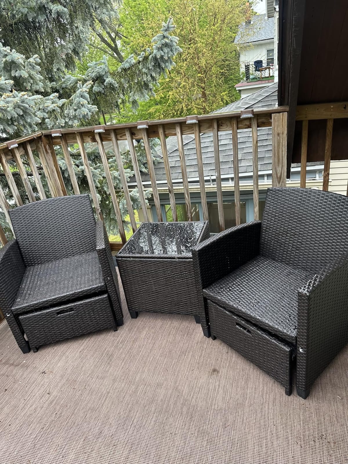 Vongrasig 5 Piece Patio Furniture Set, Small Balcony Furniture, PE Wicker Rattan Patio Chairs Set of 2, Outdoor Lounge Chairs with Cushions Ottomans &Glass Table for Porch Garden(Light Grey) customer photo 1