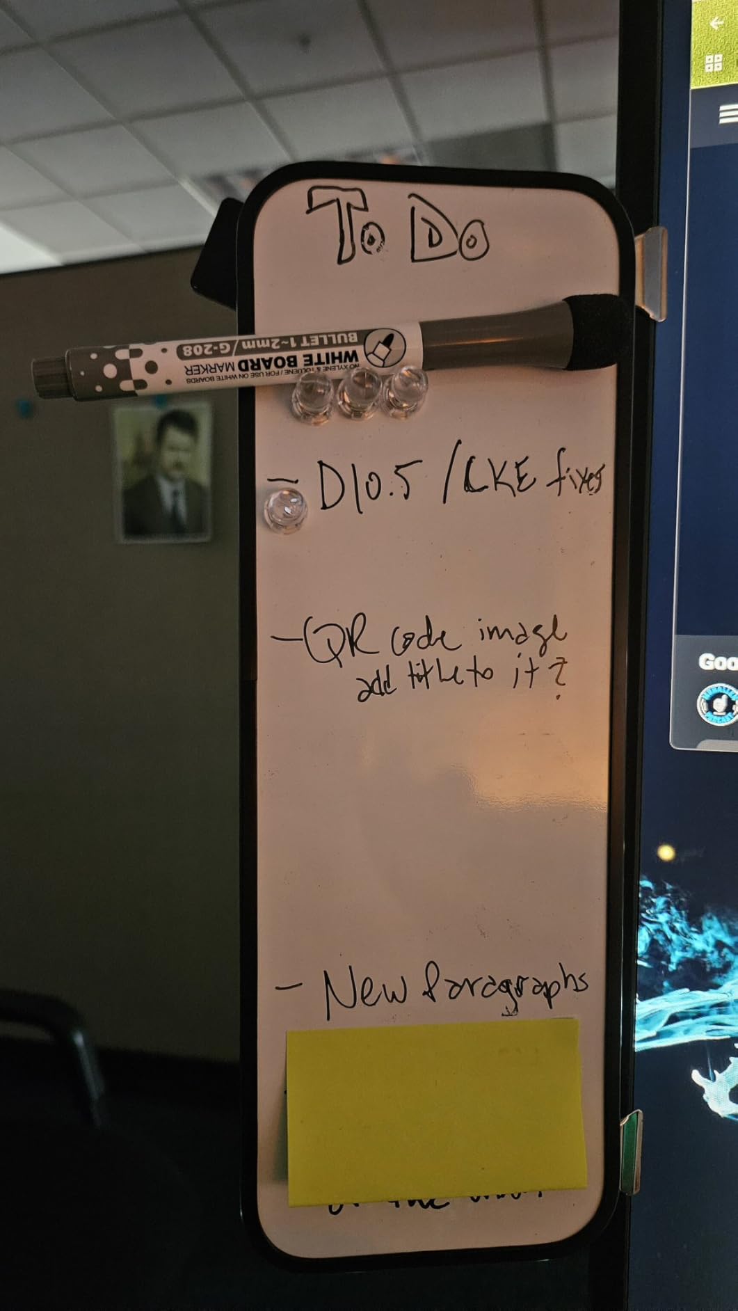 Removable Laptop and Monitor Memo Board,Dry Erase Whiteboard with Brackets, 4 Magnets and Marker,Document Holder for Typing, Paper Holder Stand, and Monitor Sticky Note Holder,Office Desk Accessories customer photo 1