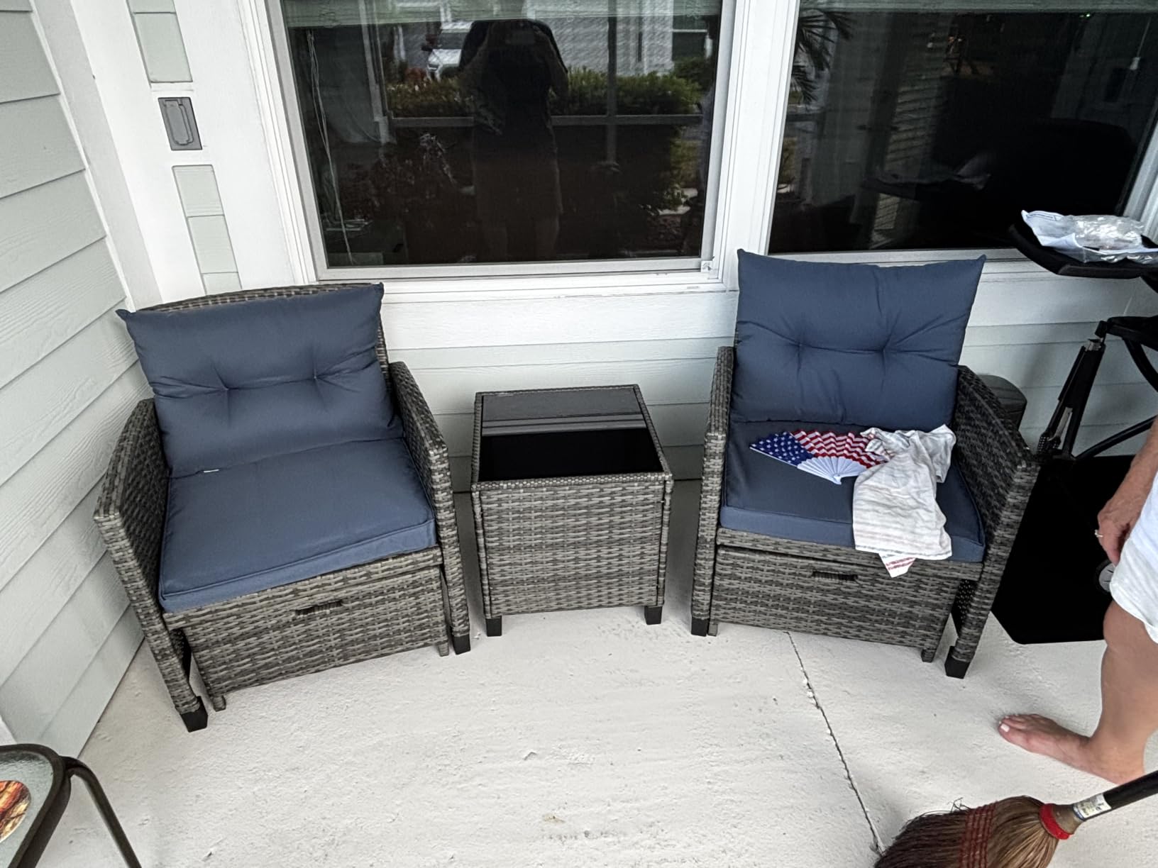 Shintenchi 5 Pieces Patio Furniture Set, Outdoor Wicker Patio Conversation Set with Ottoman, All Weather Rattan Outside Chairs with Coffee Table & Cushion for Porch, Garden, Backyard, Beige customer photo 2