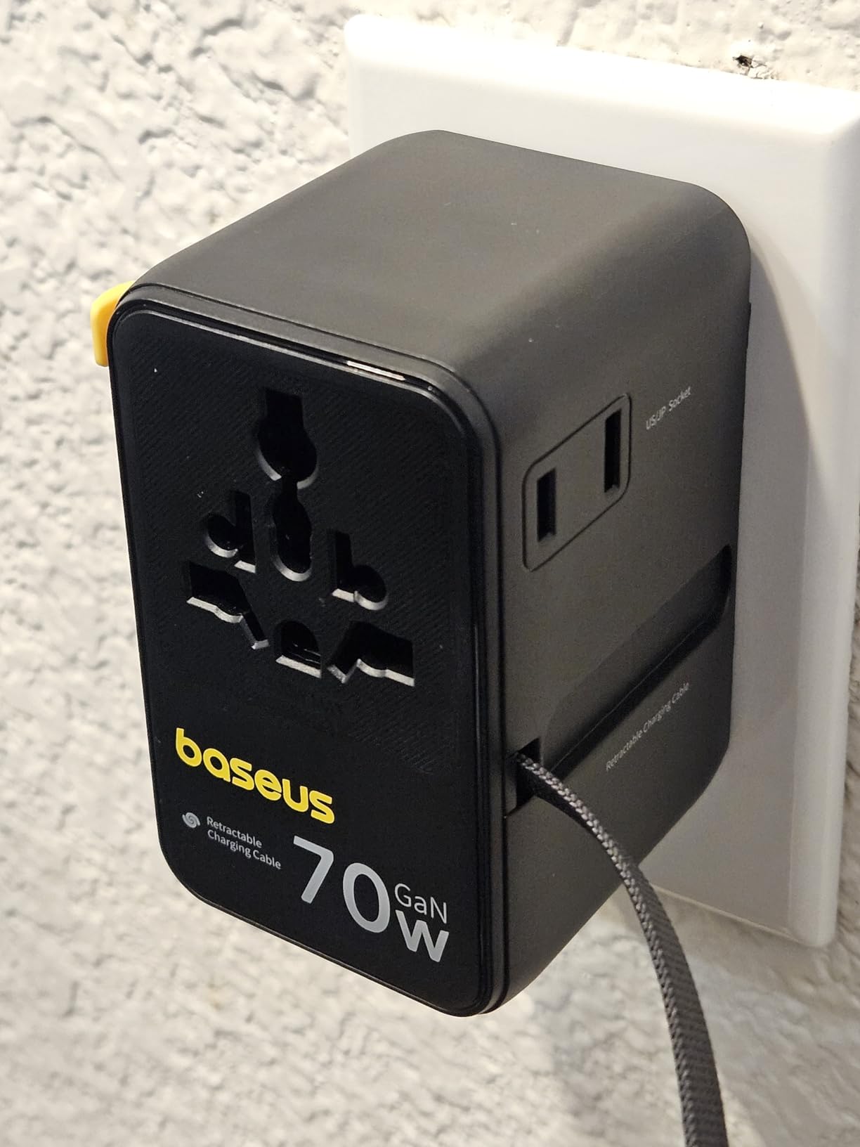Baseus 70W Universal Travel Adapter, 6-in-1 International Plug Adapter | Worldwide Wall Charger with Retractable Cable, USB-C Fast Charging for USA/EU/UK/AUS and Over 200 Countries - Enercore CG11 customer photo 1