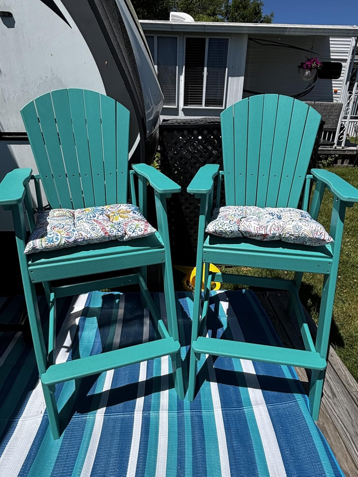 Sundale Outdoor Tall Adirondack Chairs Set of 2 with Table, Patio HDPE Bar customer photo 1