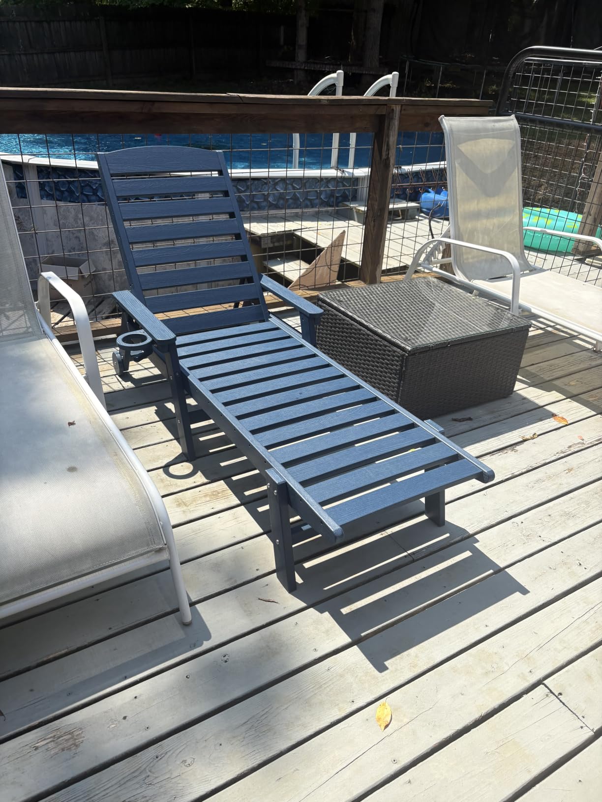 SERWALL HDPE Outdoor Lounge Chair Set of 2 with Cup Holder, Brown | with 5 Position Adjustable Backrest & Rolling Wheels customer photo 1