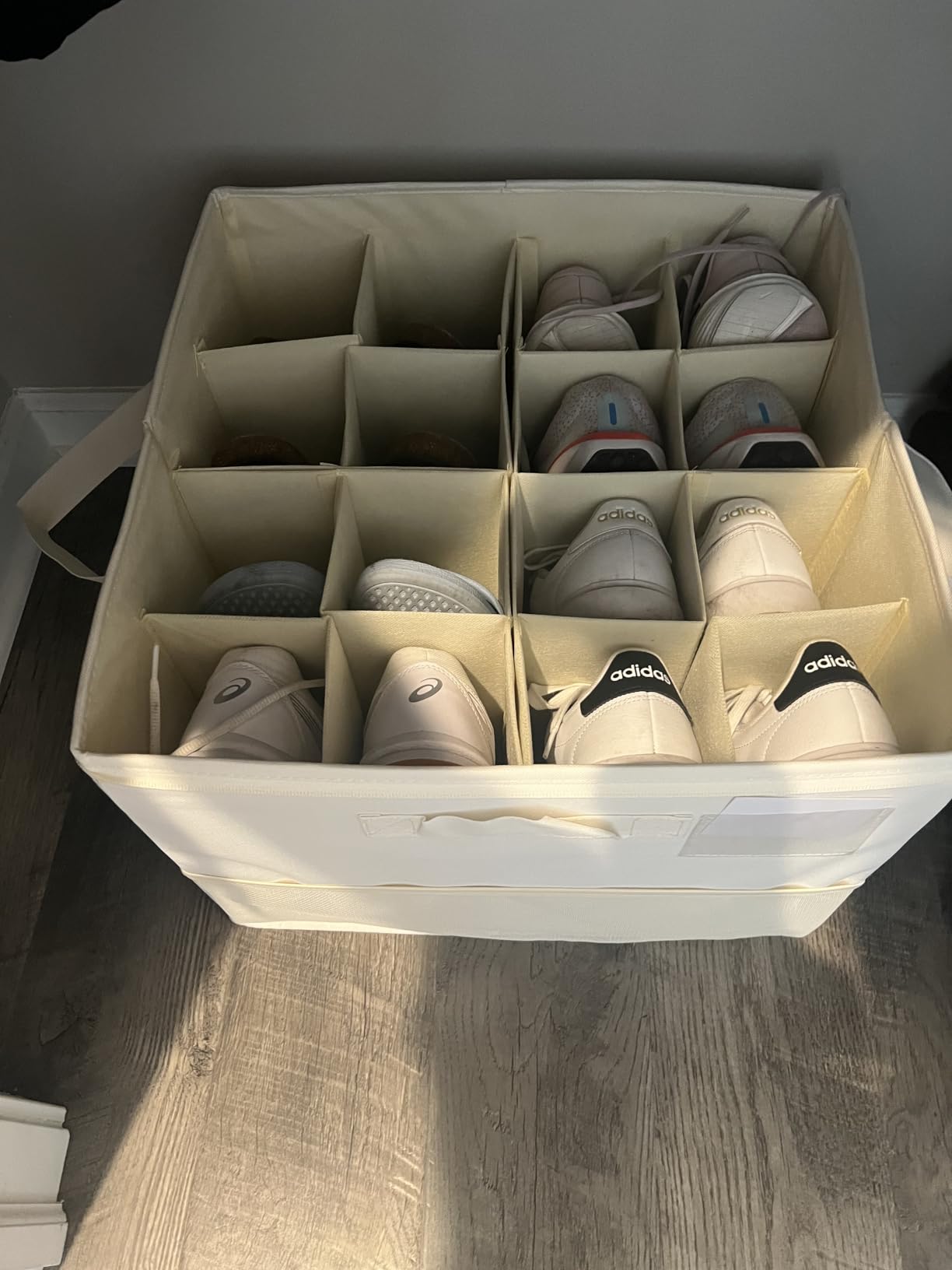 Plus Size 2 Pack Shoe Organizer for Closet, Foldable Shoe Storage Box | 16-24 Pair Shoe Storage for Sneakers, Boots & Heels with Adjustable Dividers, Clear Cover & Space Saving Closet Storage customer photo 2