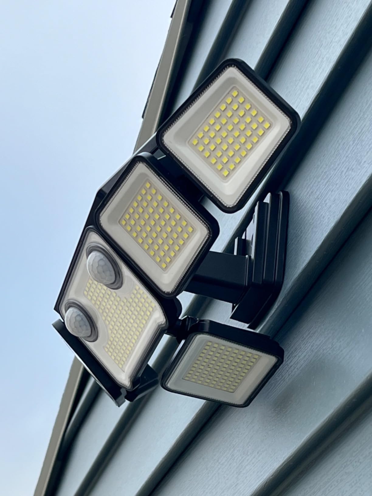 Solar Lights Outdoor, 6000LM 284 LEDs Dual Motion Sensor Solar Flood Lights 6 Heads Security Wall Lights, IP65 Waterproof, Remote Control for Garden, Outside, Backyard, 2 Pack customer photo 2