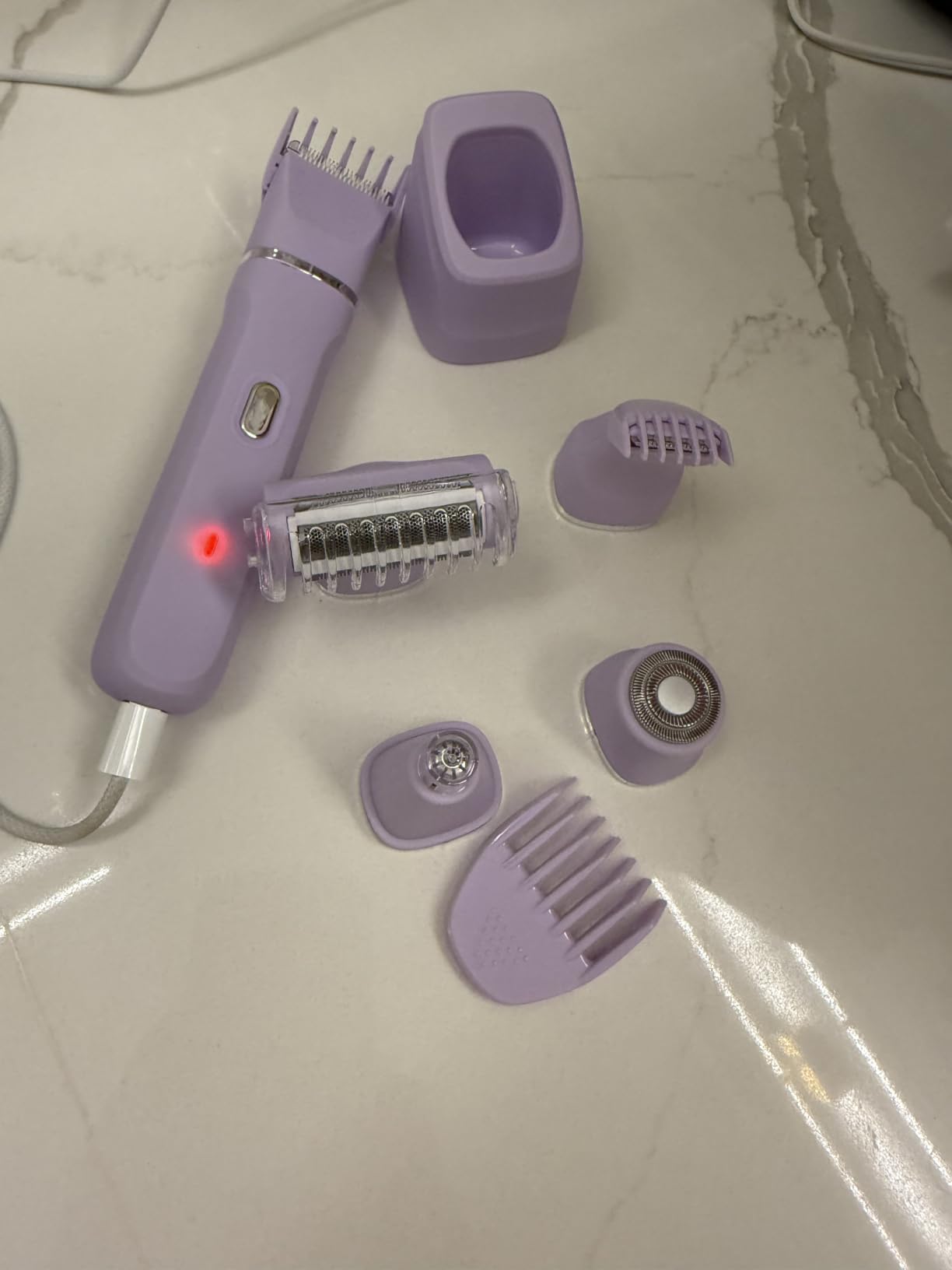 KINGTEE 5-in-1 Electric Bikini Trimmer for Women – IPX7 Waterproof Shaver, Cordless Body & Facial Razors for Women, Ceramic Blades, USB-C Rechargeable, Painless Hair Removal Kit (White) customer photo 2