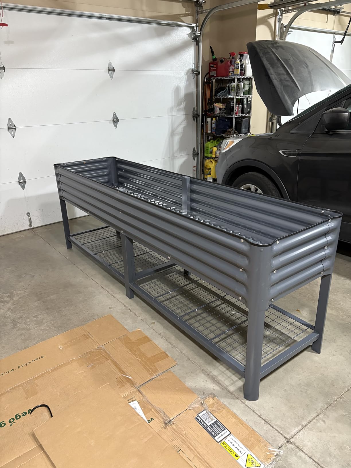 Vego garden Elevated Raised Garden Bed, 1.5' x 3.5' Outdoor Planters Boxes with Legs & Storage Rack for Patio, 500 Lbs Weight Capacity, Raised Beds for Gardening Herbs Vegetables, Modern Gray customer photo 2