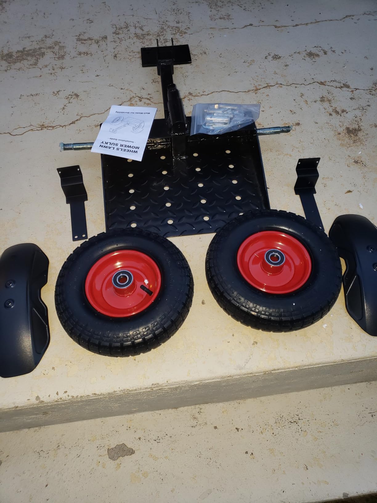 Wheels Lawn Mower Sulky, Adjustable Walk Behind Mower-Sulky, Stand-On Two-Wheel Sulky with 13