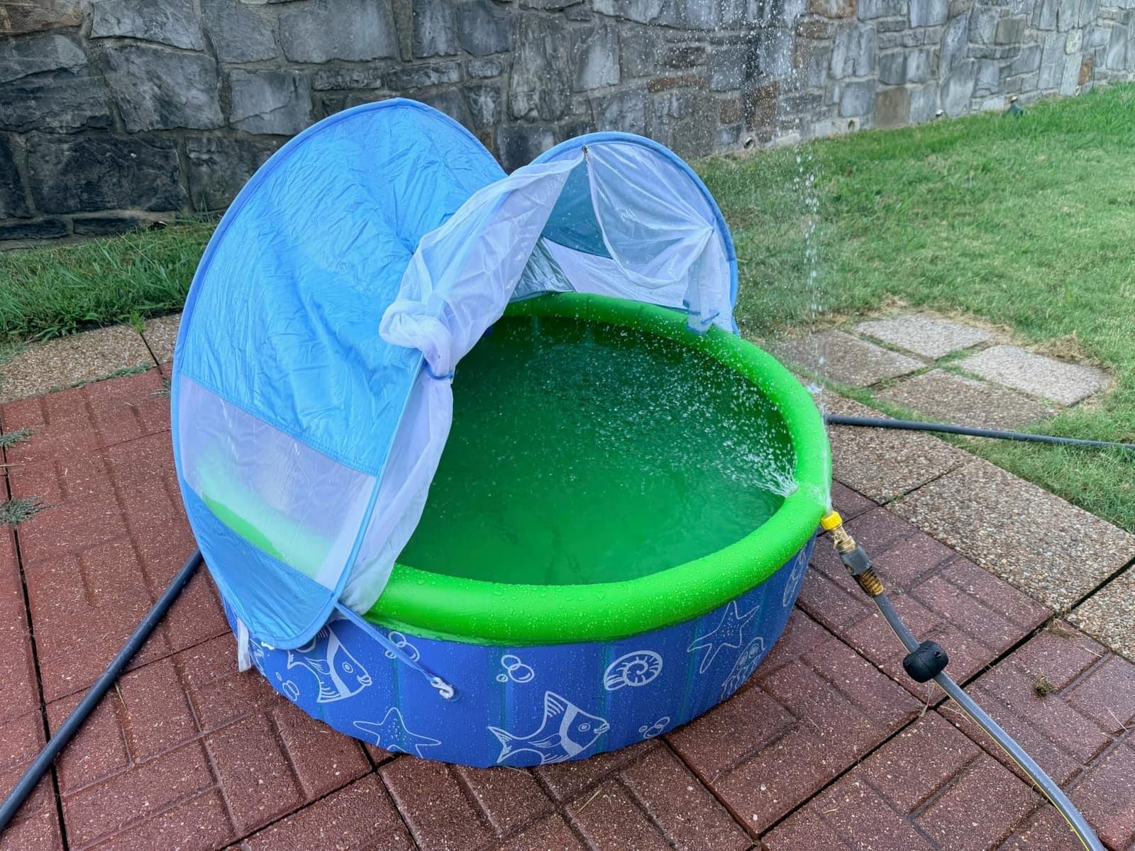 Kids Pool for Toddler, 47in Foldable Kiddie Pool with Canopy & Sprayer customer photo 1