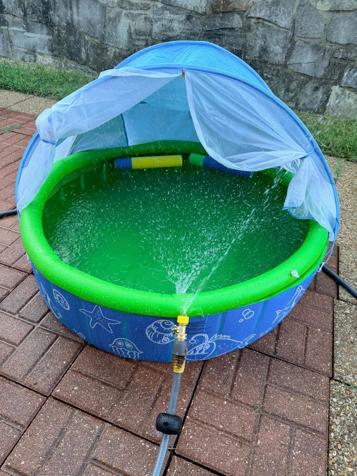 Kids Pool for Toddler, 47in Foldable Kiddie Pool with Canopy & Sprayer customer photo 2