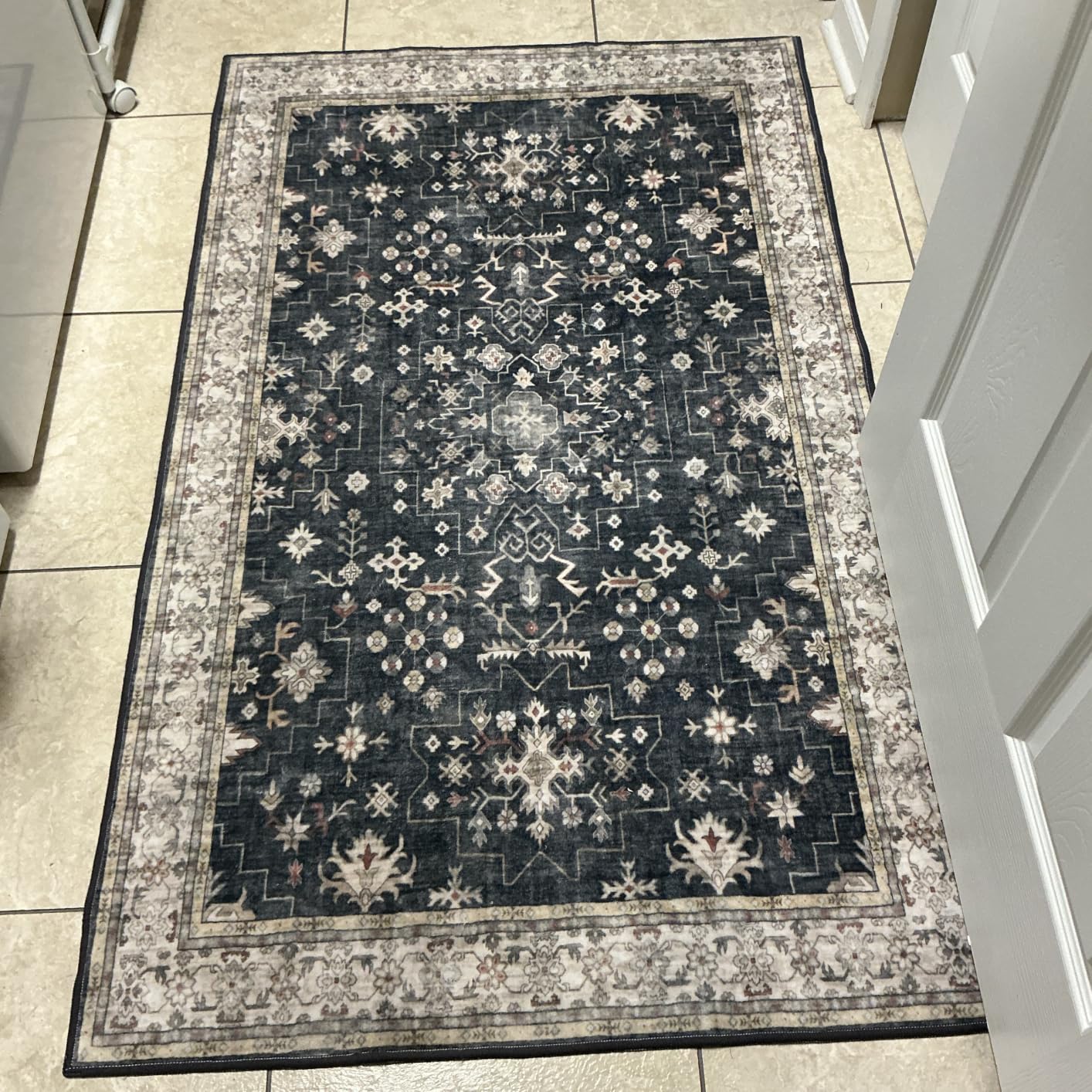 Hazo Haus Rustic Brown and Charcoal Olive Area Rug 5x7 for Living Room - Machine Washable Rugs for Dining Room, Kitchen Floor, Small Office, Low Pile Non-Slip Rubber Backing & Stain Resistant customer photo 1