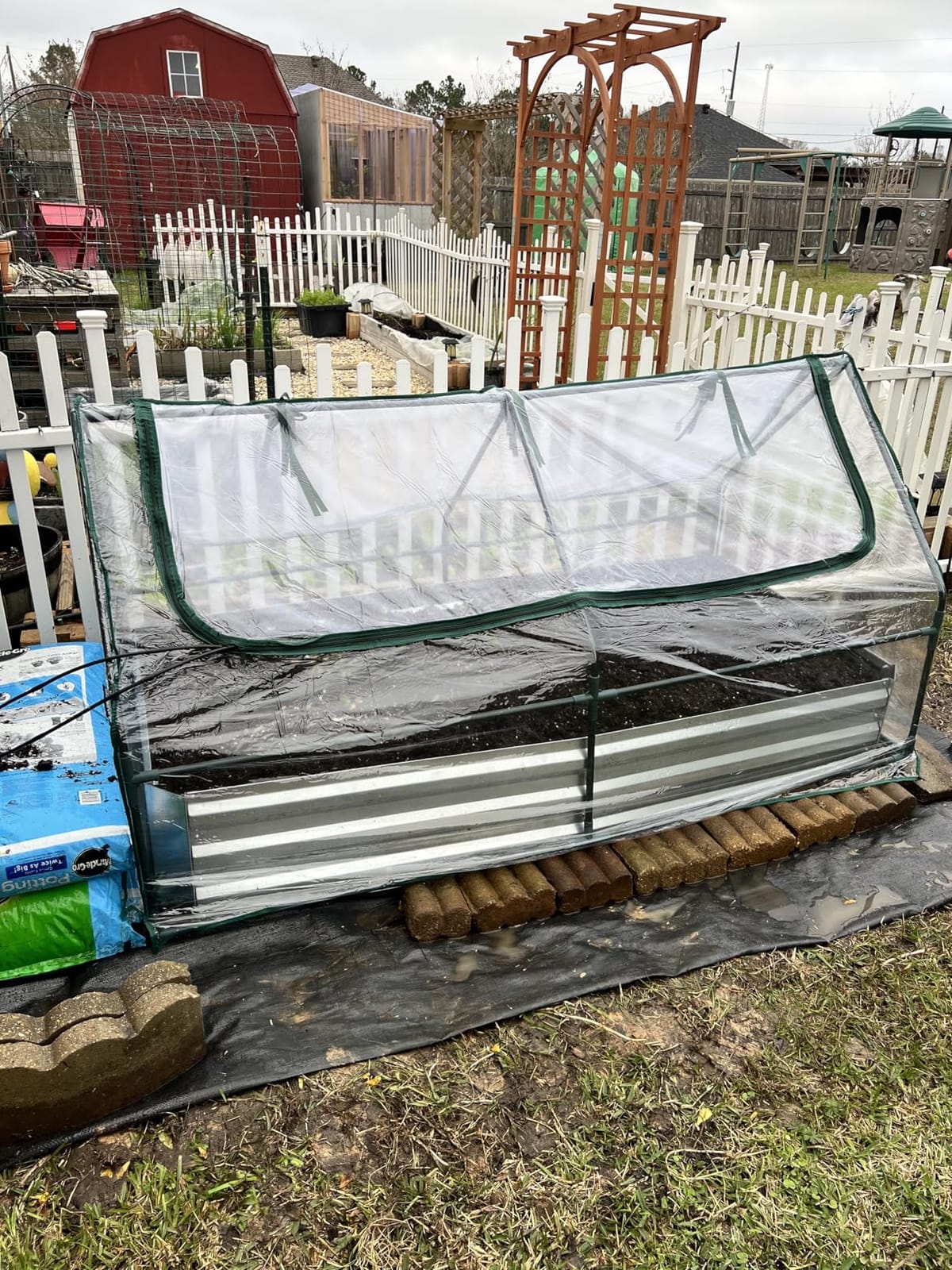 S AFSTAR 3-in-1 Raised Garden Bed with Greenhouse Cover, 6FT x 3FT x 4FT Galvanized Bottomless Planter Box Kit with Dual Roll-Up Screen Windows, Outdoor Mini Greenhouse for Vegetables (Black & Clear) customer photo 1
