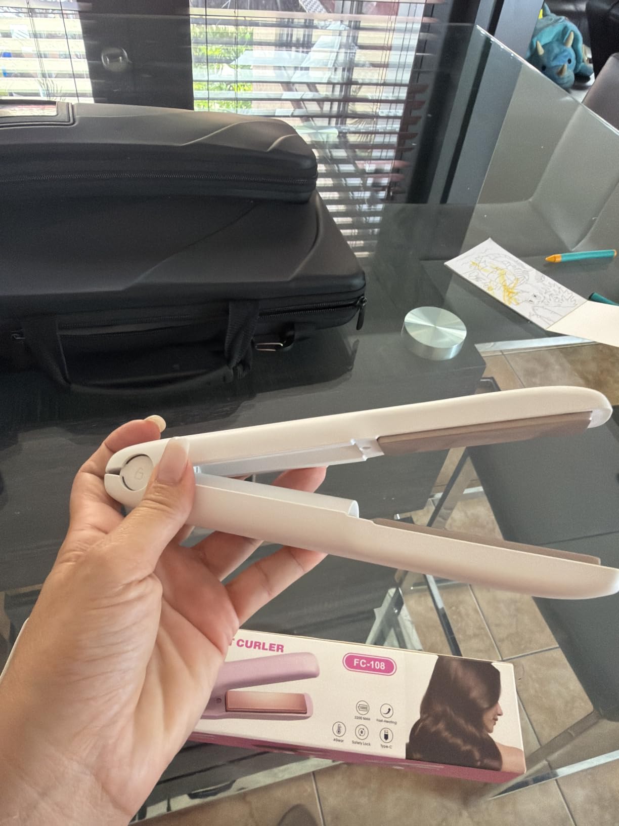 Cordless Hair Straightener, Portable Flat Iron for Travel, 2 in 1 Hair Styling Tools for straightening and Curling, Lightweight on-The-go customer photo 2