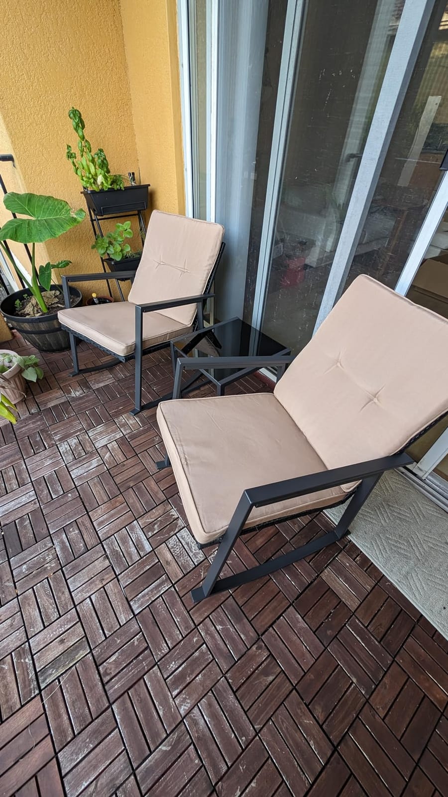 Shintenchi 3 Pieces Outdoor Patio Furniture Sets, Wicker Patio Conversation Sets, All Weather Wicker Rattan Patio Seating Sofas with Glass Coffee Table and Cushion, Blue-Gray customer photo 2