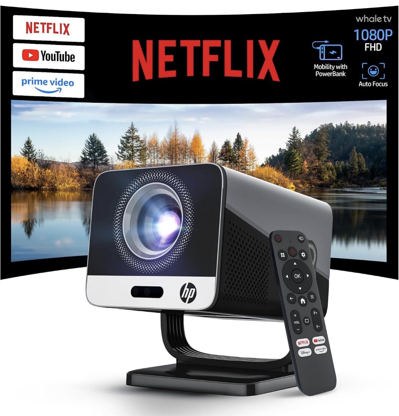HP Projector Built-in Apps, USB-C Power Bank Compatible for Outdoor MC400 customer photo 1