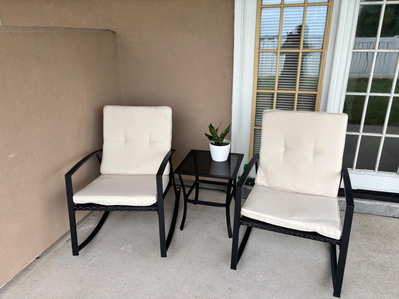 Shintenchi 4 Pieces Patio Furniture Set, 2-in-1 Convertible Sectional Sofa & Chaise Lounge, All-Weather Wicker Rattan Sofa Couch with Cushions & Coffee Table for Yard, Garden, Porch, Poolside (Gray) customer photo 1