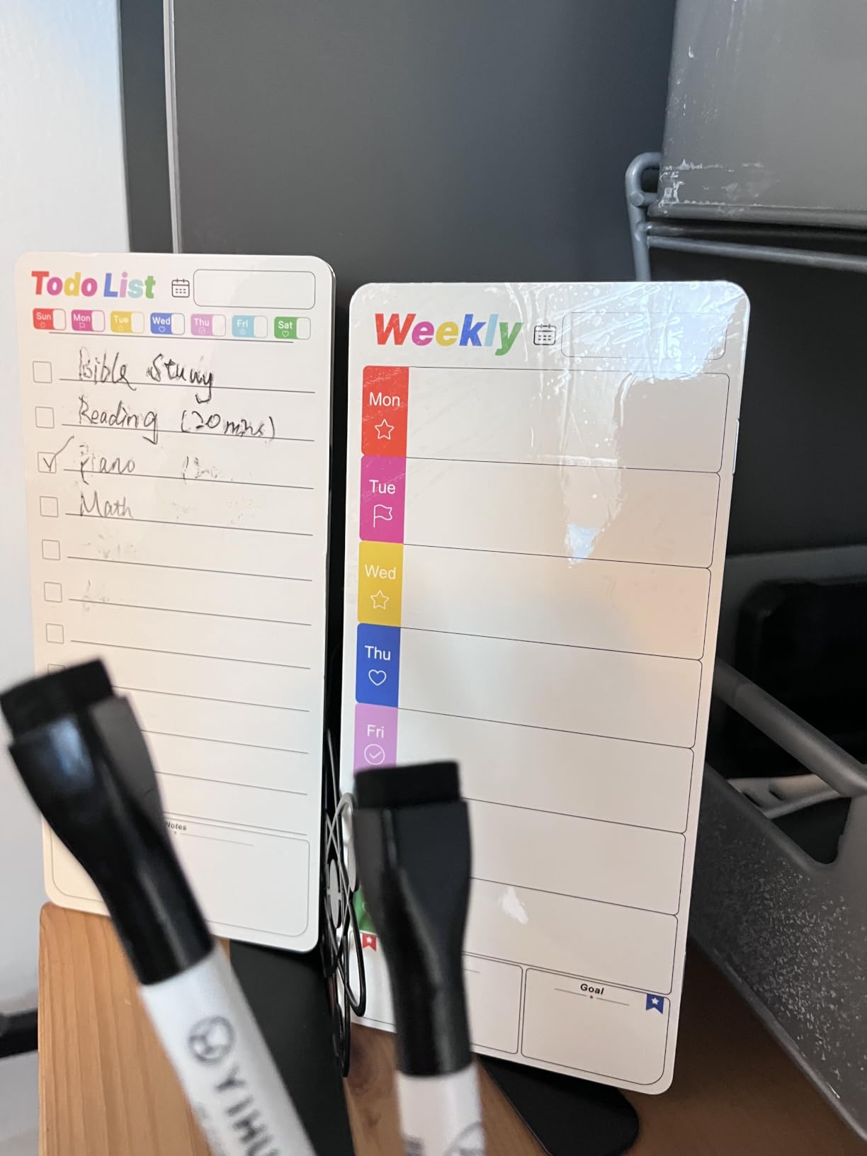 Office Supplies Desk Accessories 2pcs Computer Monitor Magnetic Memo Board | 2pcs To Do List Dry Erase Magnetic Memo Board Planer, Sticky Note Holder with 2 Markers customer photo 2