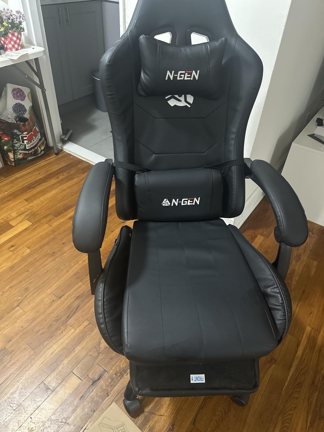 N-GEN GAMING Gaming Chair with Footrest, Lumbar, High-Back, All Black customer photo 2