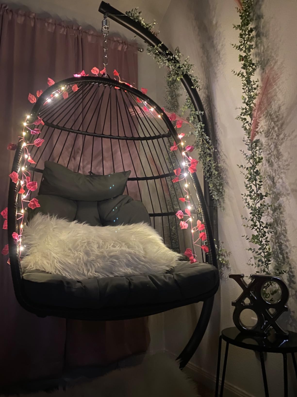 CHABATREE Egg Chair with Stand,Patio Rattan Wicker Hanging Swing Egg Chair Hammock Chair for Bedroom Porch Garden,Thickened Aluminum Alloy Steel Frame and UV Resistant Cushion,350LBS Capacity(Grey) customer photo 1