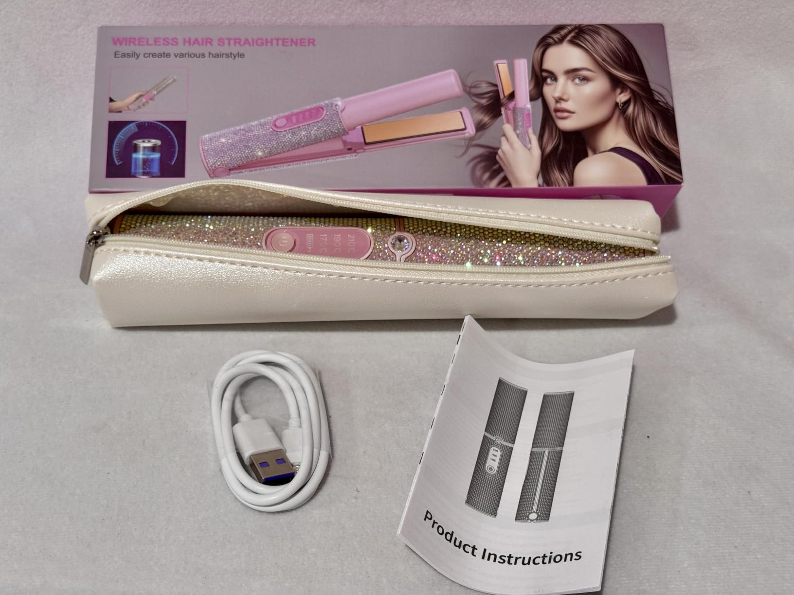 Cordless Mini Travel Flat Iron, 2-in-1 Hair Straightener and Curler customer photo 1
