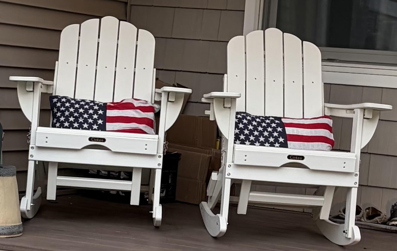 Ciokea Rocking Adirondack Chairs Set of 2 with Retractable Ottoman (Teak) customer photo 2