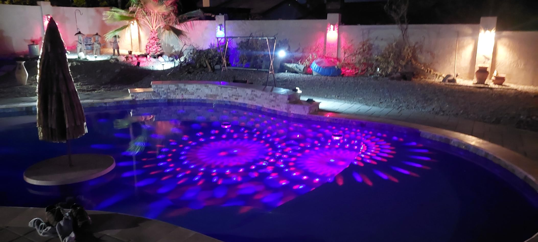 FirstE Floating Pool Lights Solar Powered 2PK, 7.6 Inch RGB Color Changing Solar Pool Lights that Float with Up and Down Dynamic Lighting for Pool Party Decor customer photo 2