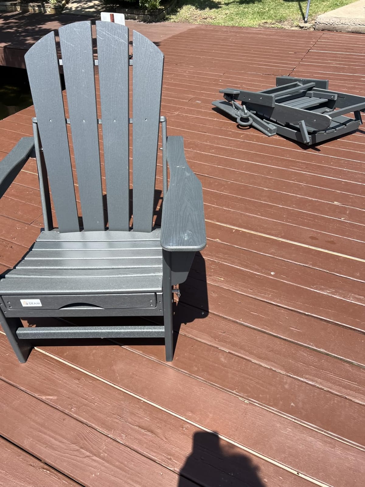 Mdeam HDPE Folding Adirondack Chairs Set of 2, 400 lbs 2 Cup Holders, Grey customer photo 1