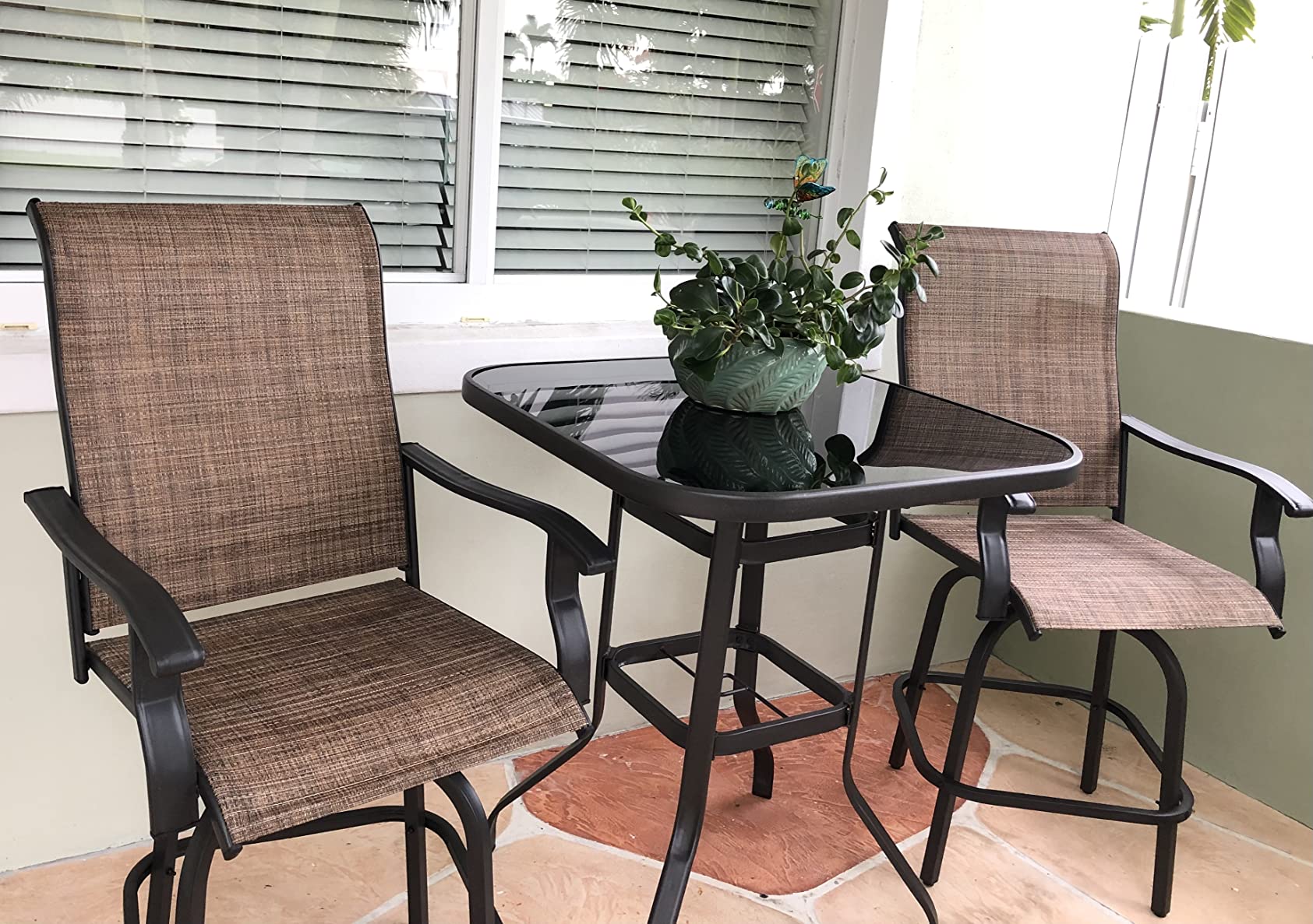 7-Piece Patio Table and Chairs Set for 6, All Weather Patio Dining Sets | Outdoor Dining Set with 6 Textilene Chairs and 1 Rectangular Metal Table for Backyard, Garden and Poolside, Grey customer photo 1