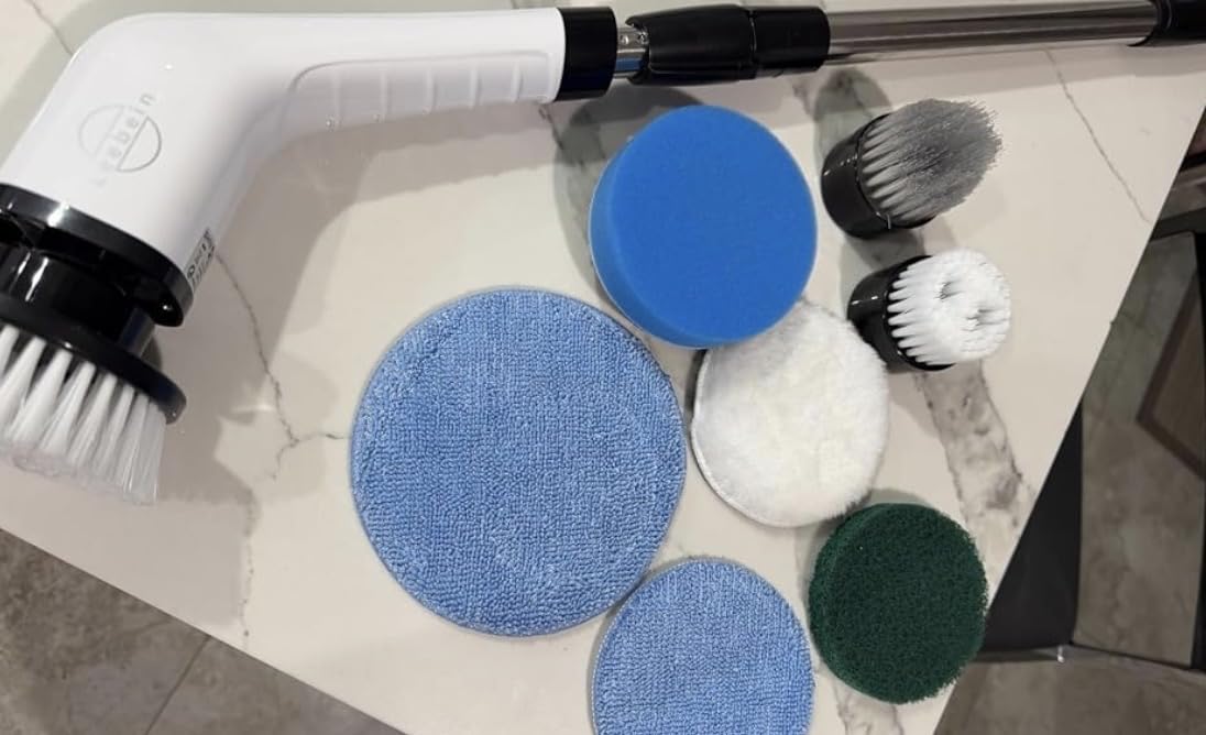 Electric Spin Scrubber, Cordless Cleaning Brush for Bathroom, Home | 8 Replaceable Brush Heads, 90Min Runtime, 54 Inch Long Handle, IPX7 Waterproof, 2 Speeds for Bathroom Cleaner customer photo 1