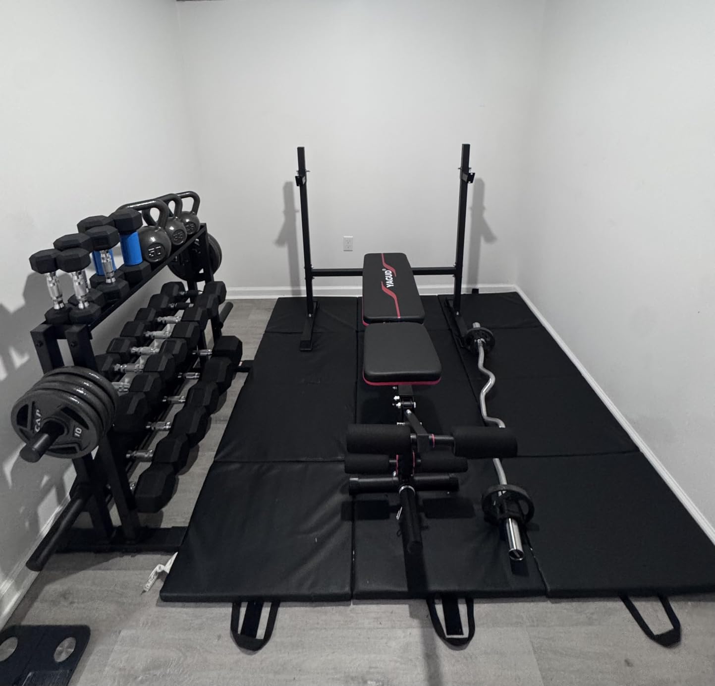 Weight Bench Set, 880LBS Adjustable Bench Press Set with Leg Extension and Barbell Rack, Safety Bar Catches, Fasting Foldable Workout Benches for Home and Gym customer photo 2