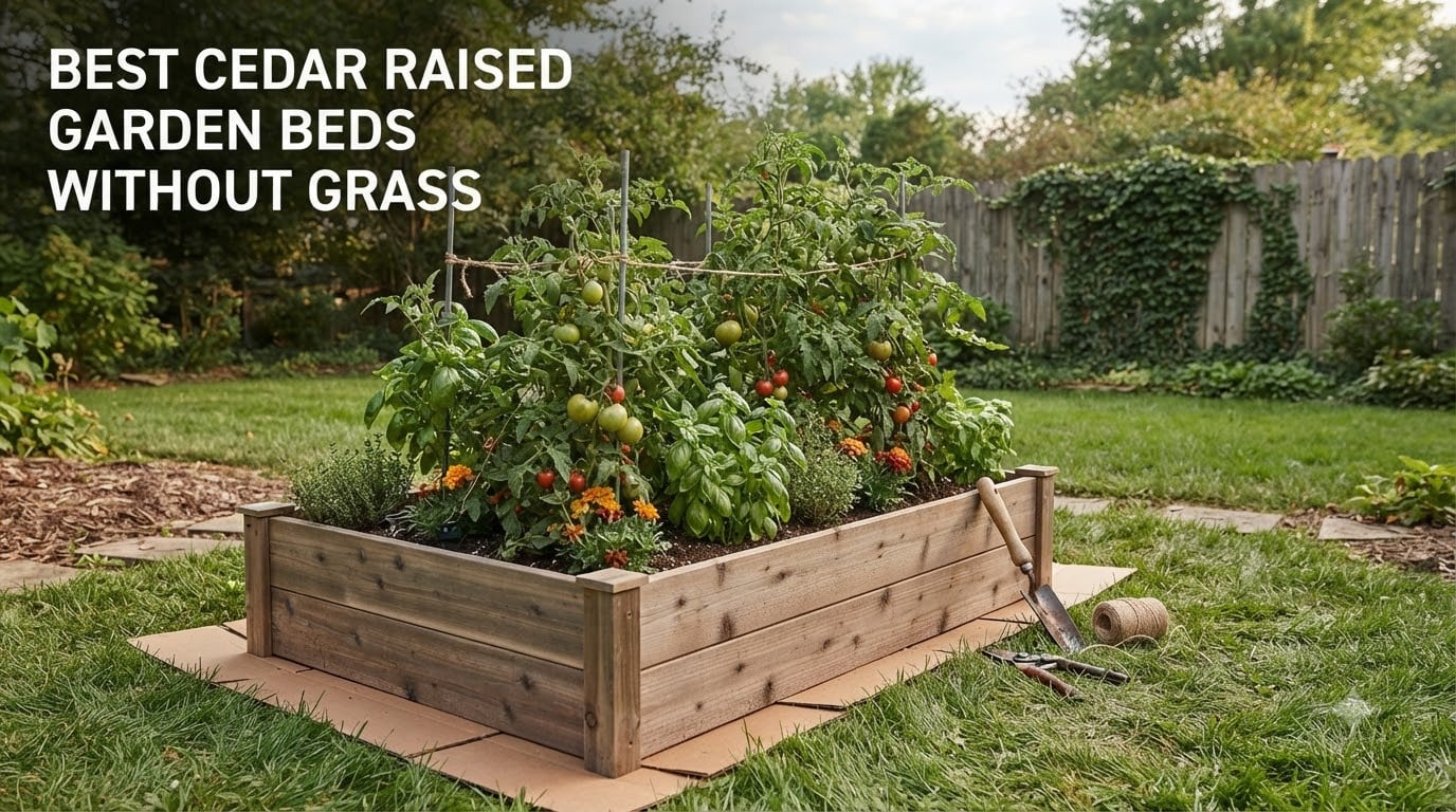 best cedar raised garden beds without grass