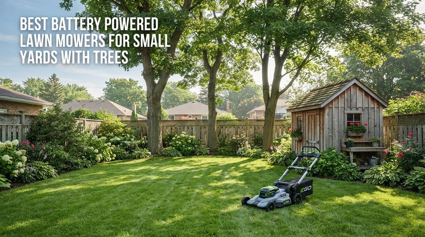 best battery powered lawn mowers for small yards with trees
