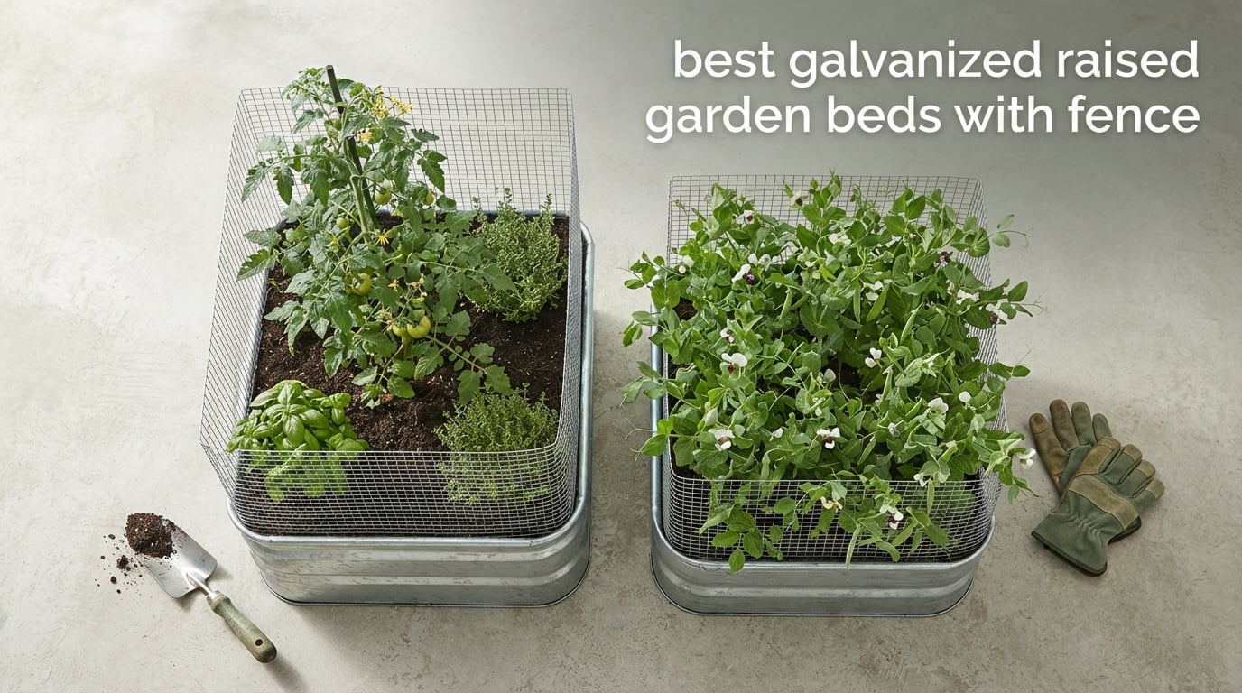 best galvanized raised garden beds with fence