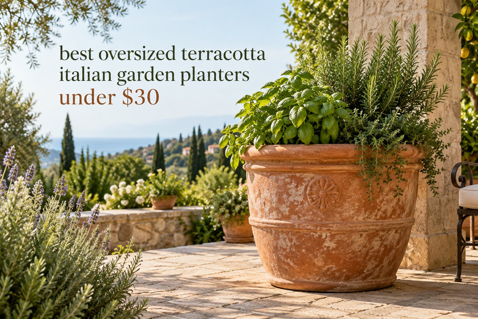 best oversized terracotta italian garden planters under $30