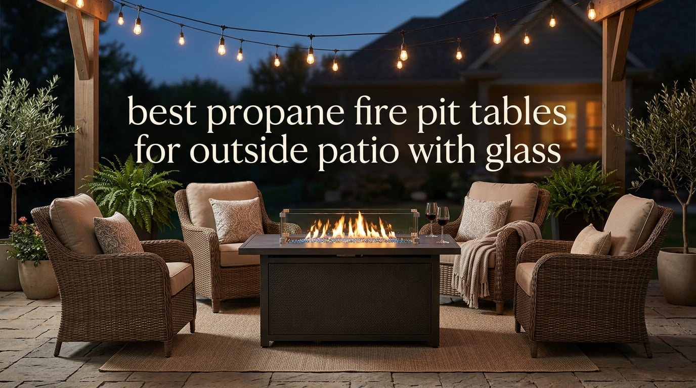 best propane fire pit tables for outside patio with glass
