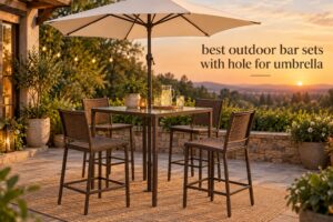 best outdoor bar sets with hole for umbrella