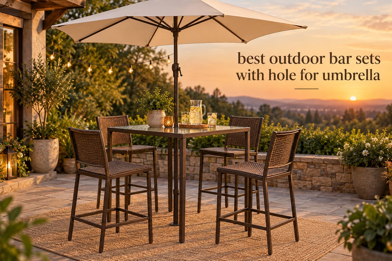 best outdoor bar sets with hole for umbrella