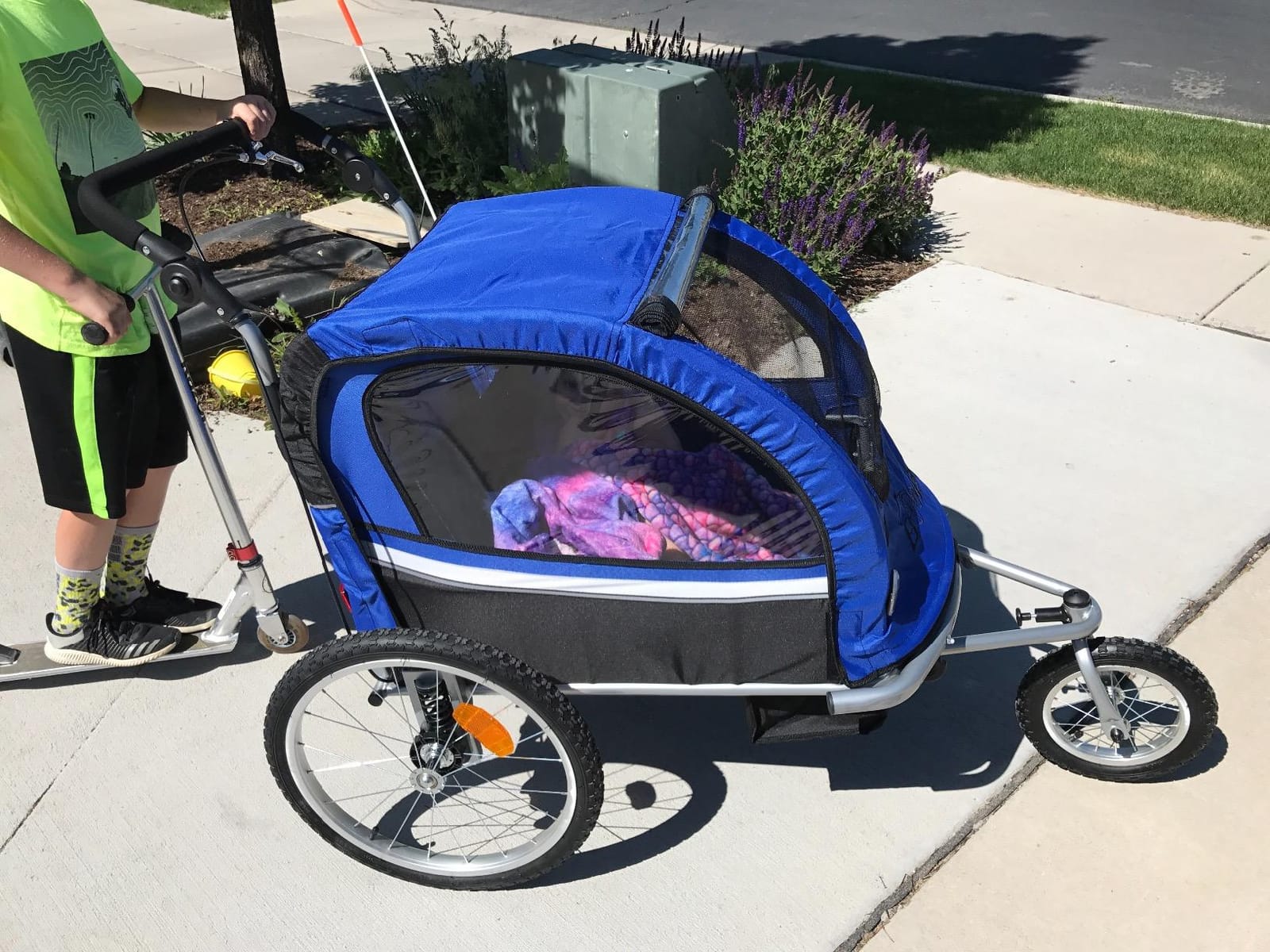 Booyah Strollers 3 in 1 Double Child Baby Bike Bicycle Trailer, Jogger, Stroller with Suspension| 88 lb Capacity | Helmet-Friendly Design, Ventilation, and Storage customer photo 1