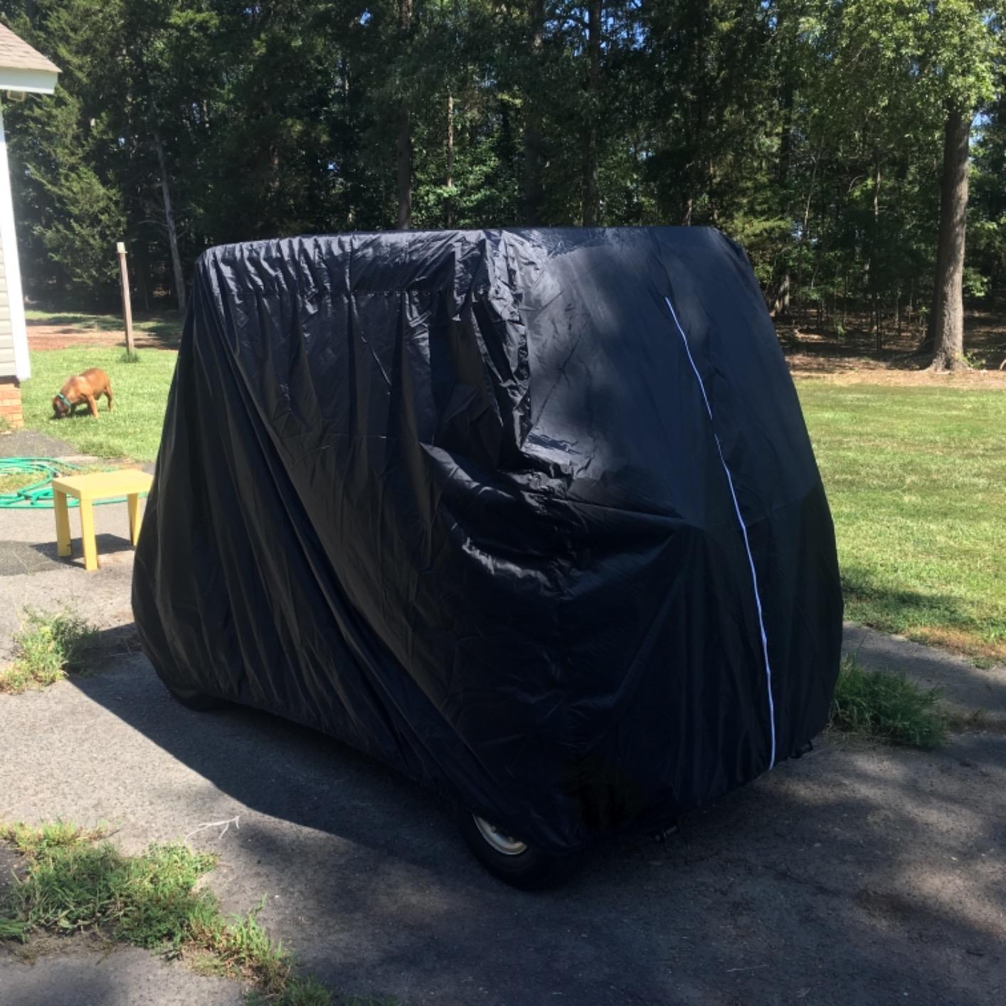 FLYMEI Golf Cart Cover Waterproof, 420D Fabric Universal Fits for Most Brand 2/2+2/4/4+2 Passengers Yamaha, Honda, Club Car, EZGO Golf Cart customer photo 1