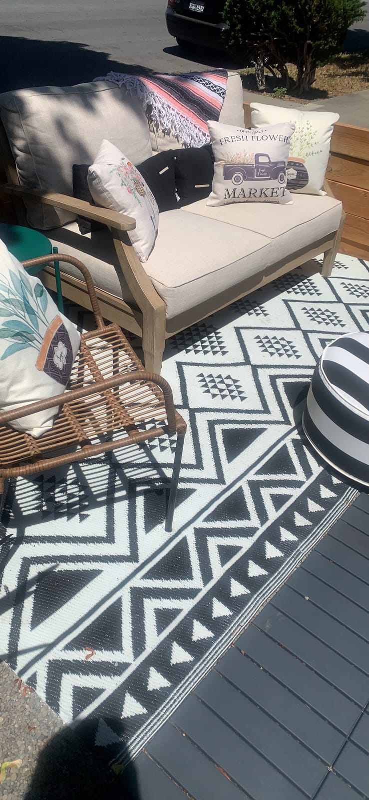 Signature Design by Ashley Clare View Outdoor Loveseat with Cushion, Beige customer photo 1
