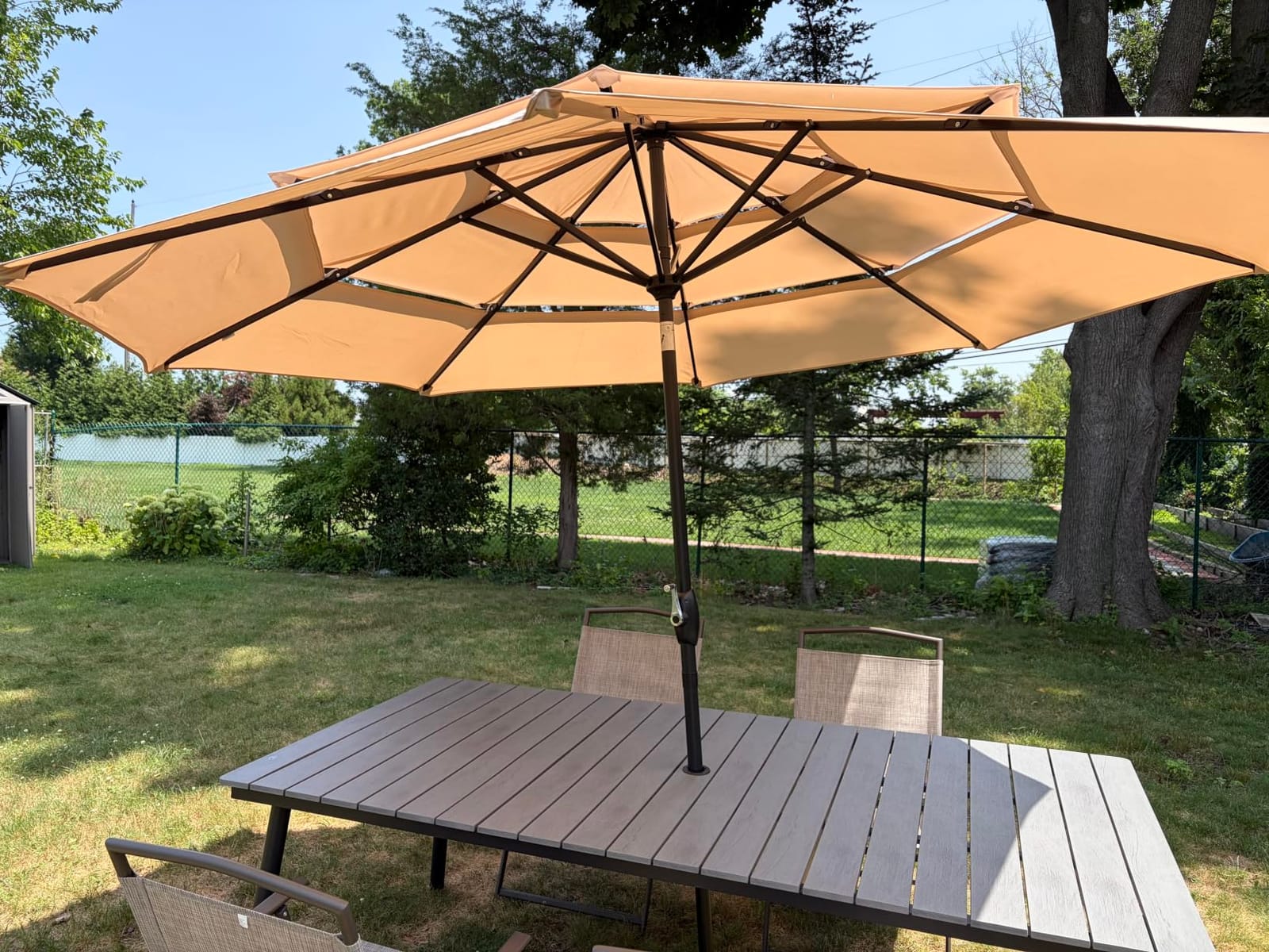 PHI VILLA 10ft Outdoor Patio Umbrellas, 3 Tier Vented Table Umbrella, Navy customer photo 1