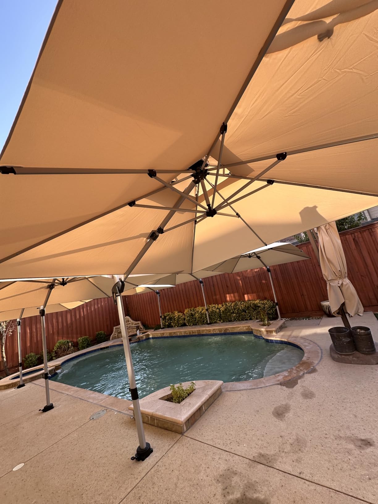 PURPLE LEAF Cantilever Patio Umbrellas 12' x 12' Large Double Top, Black customer photo 1