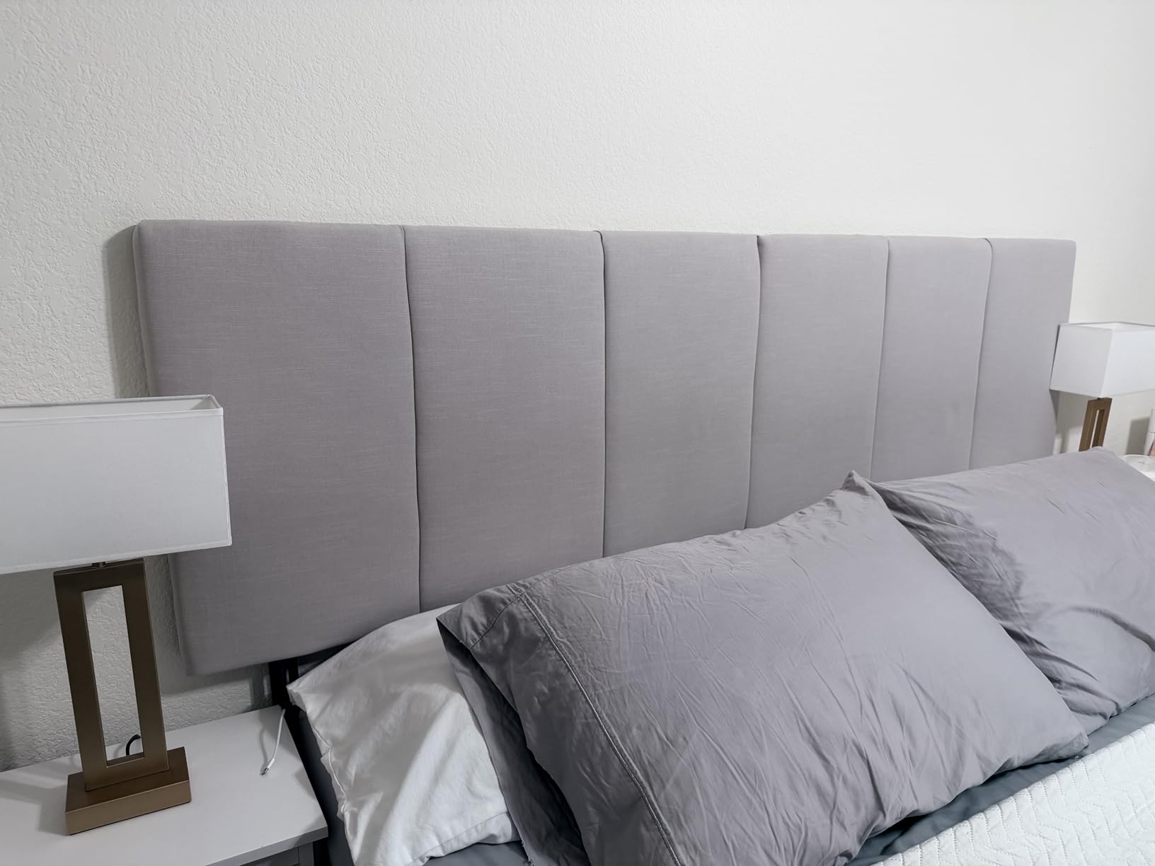 HAOBO Home Upholstered Headboard Foldable King Size Headboards Eastern King/California King Linen Panel with Height Adjustments customer photo 2